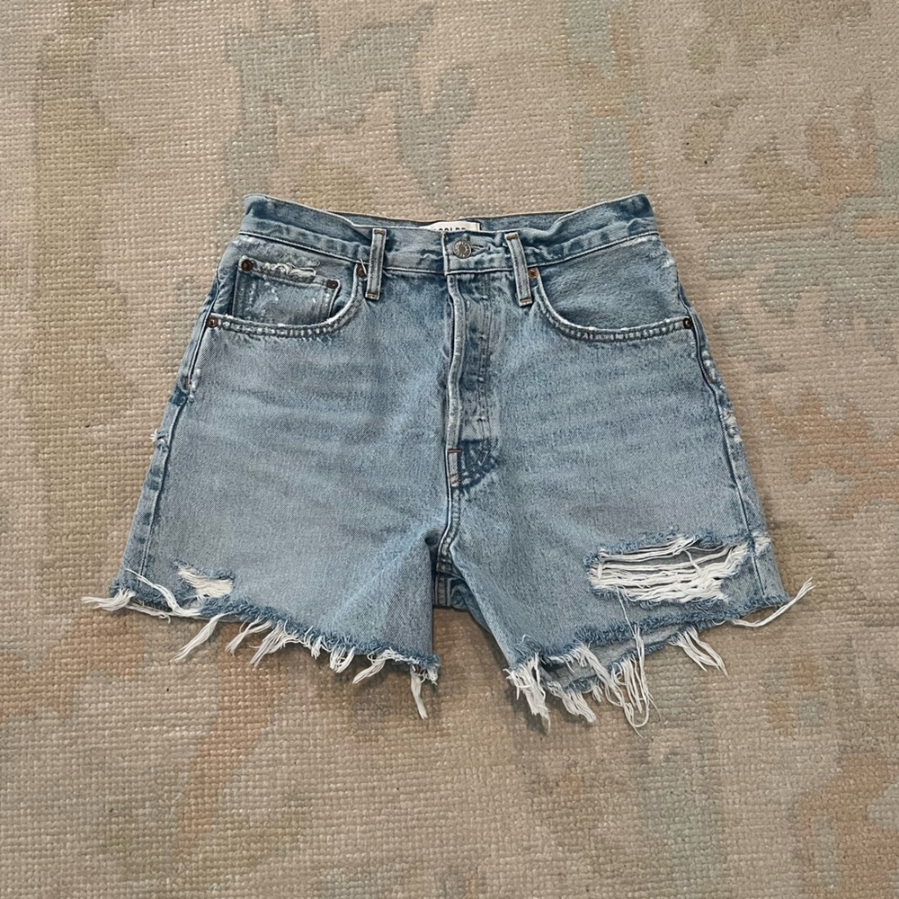Agolde Parker Long Frayed Hem Jean Shorts